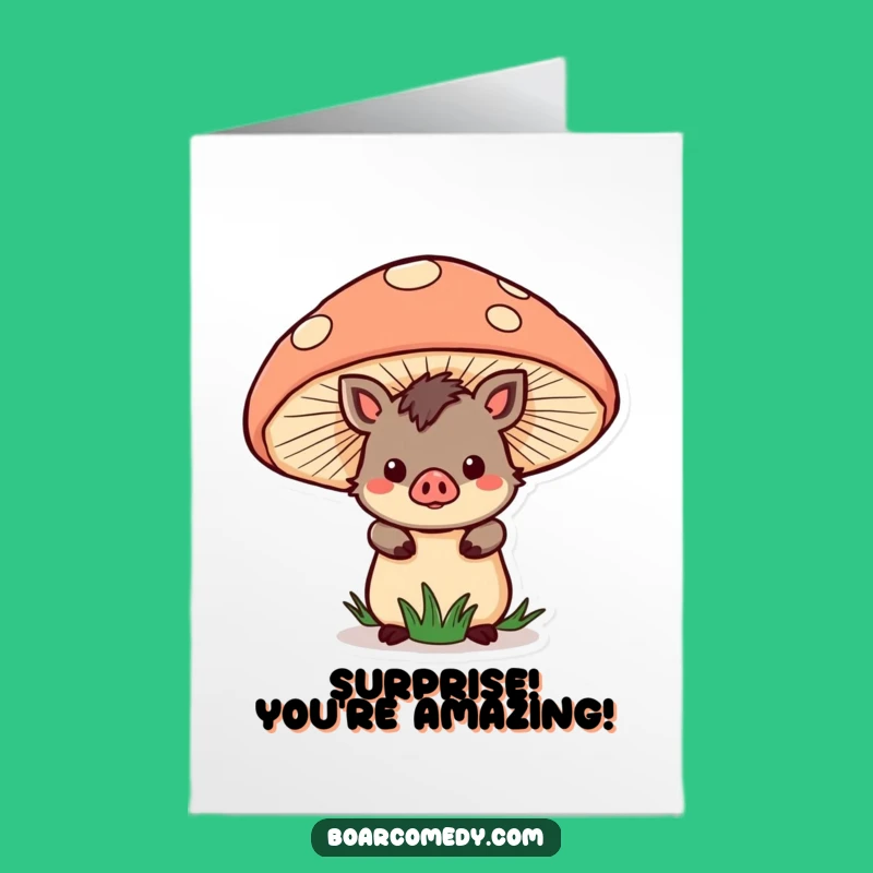 Free Printable Congratulations Card: Kawaii Boar's Hidden Surprise Downloadable