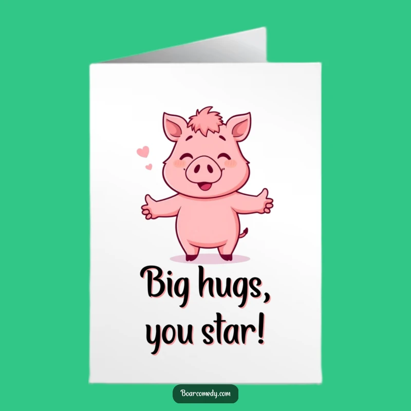 Free Printable Hugging Boar Congrats Card: Imaginary Friend Love, Perfect Downloadable Gift