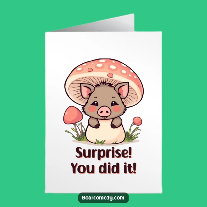 Free Printable Kawaii Boar Mushroom Congrats Card - Cute DIY Downloadable!
