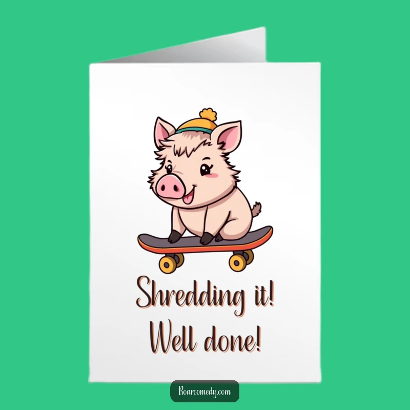 Free Printable Congratulations Card: Skater Boar Wins Big Downloadable