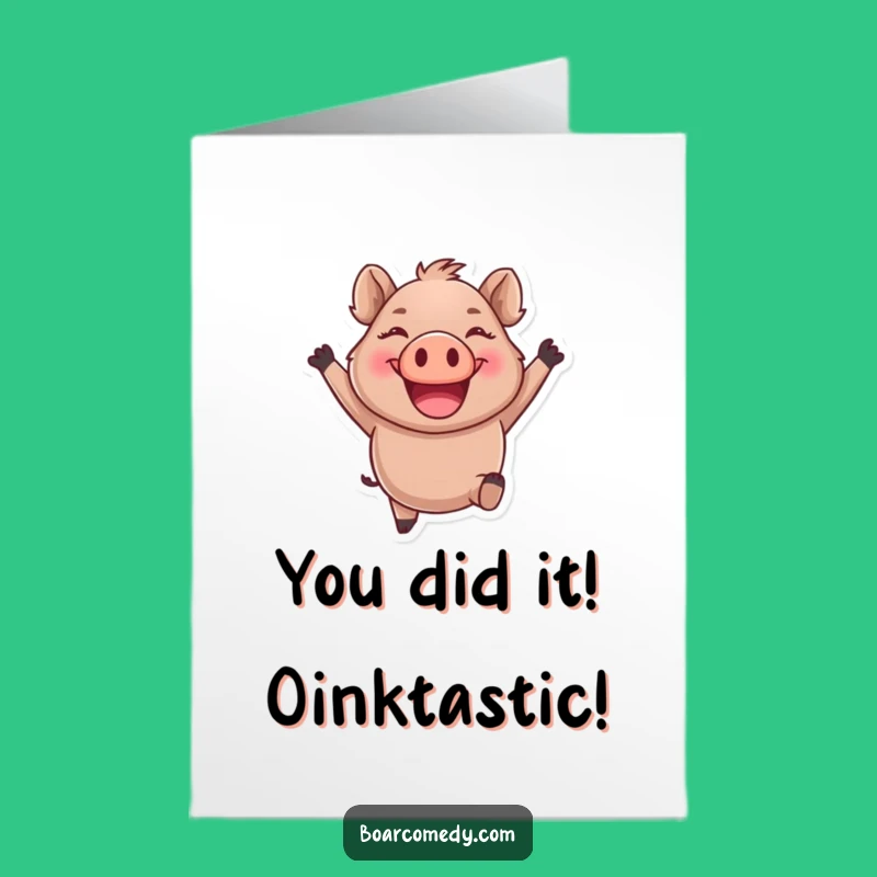 Free Printable Congrats Card: Happy Boar Leap Funny Downloadable Gift