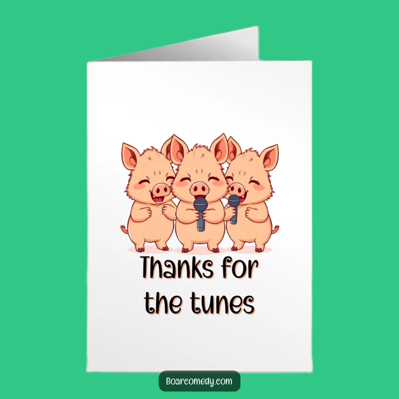 Free Printable Thank You Card: Boar Trio Singing Thanks Funny Downloadable Gift
