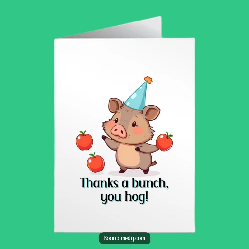 Free Printable Thank You Card: Grateful Juggling Boar Downloadable Gift