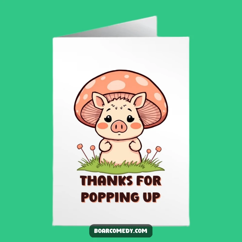 Free Printable Thank You Card: Surprised Boar Mushroom, Amusing Downloadable Gratitude