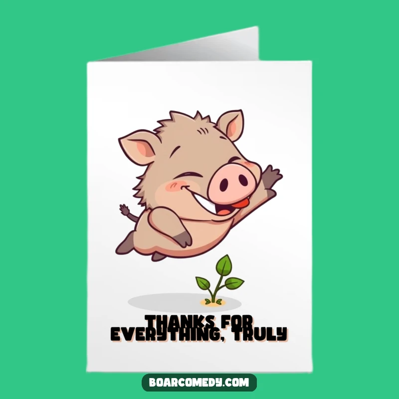 Free Printable Thank You Card: Boar's Gratitude, Funny Downloadable Gift