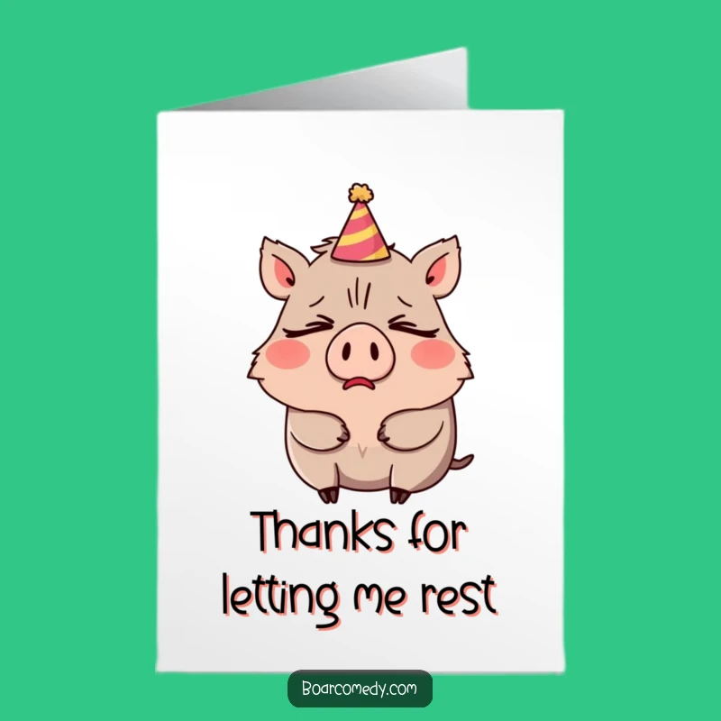 Free Printable Thank You Card: Sleepy Boar Gratitude, Downloadable Gift