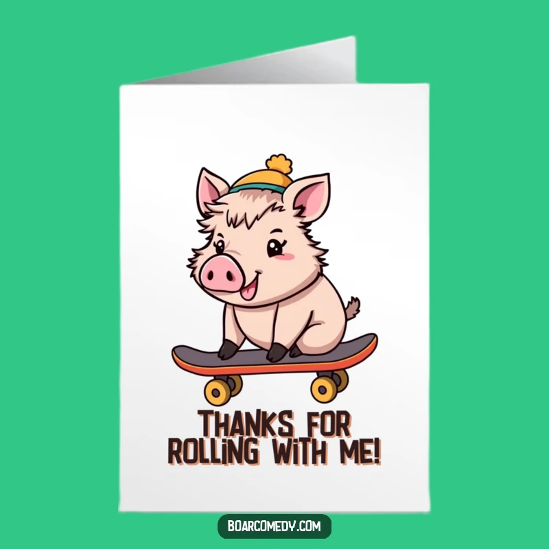 Free Printable Thank You Card: Skater Boar's Groovy Thanks Downloadable