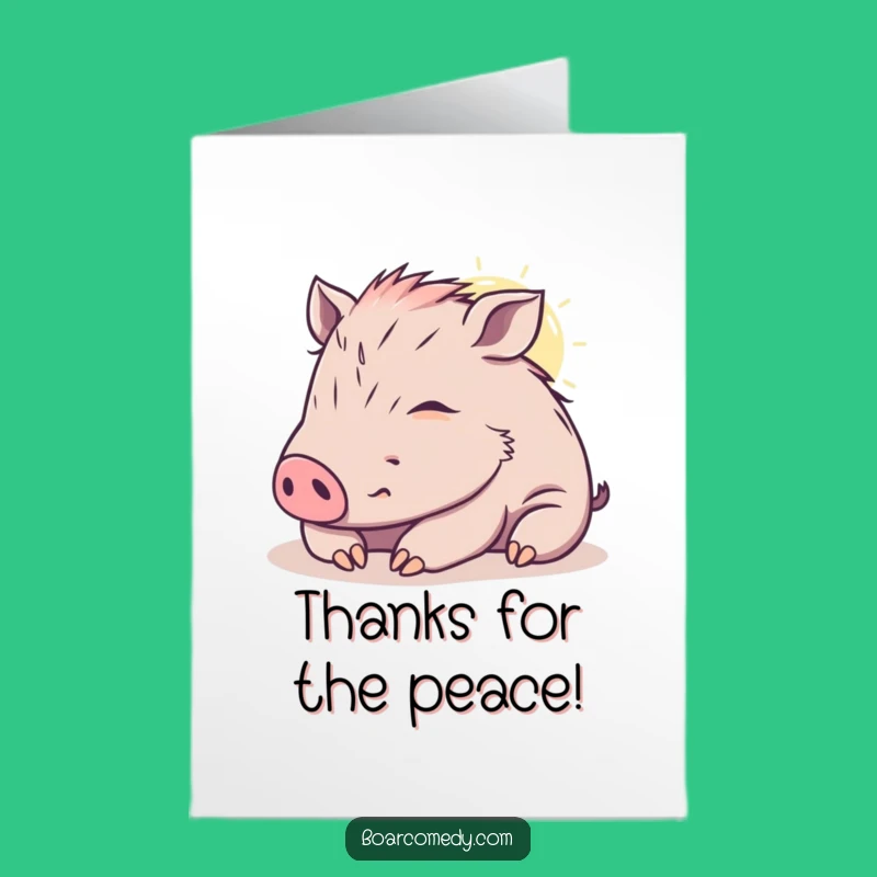Free Printable Thank You Card: Cozy Kawaii Boar Sunbeam Nap Downloadable Gift
