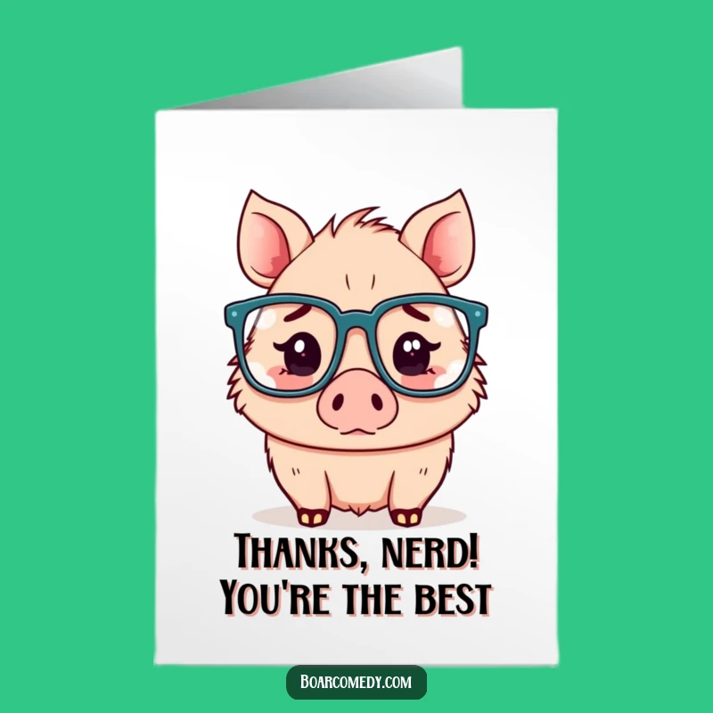 Free Printable Kawaii Boar Thank You Card: Confused Piggy Downloadable Gratitude Gift