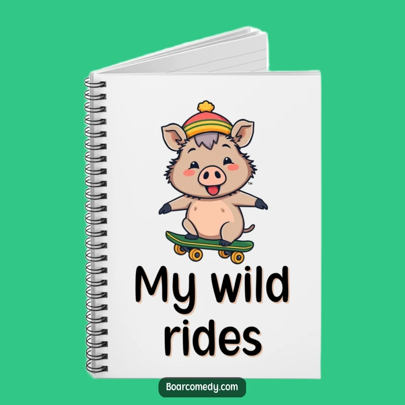 Funny Cheerful Boar Notebook: Skateboard Journal, Tiny Hat Fun, Perfect Funny Gift