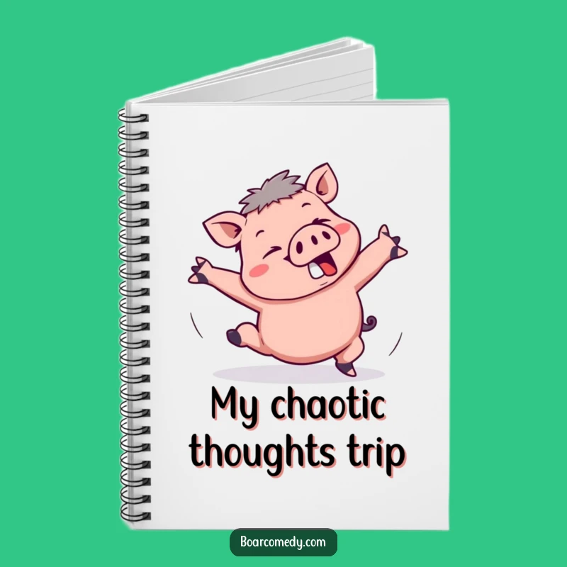 Funny Kawaii Boar Tripping Notebook: Comical Flail Journal, Great Funny Gift