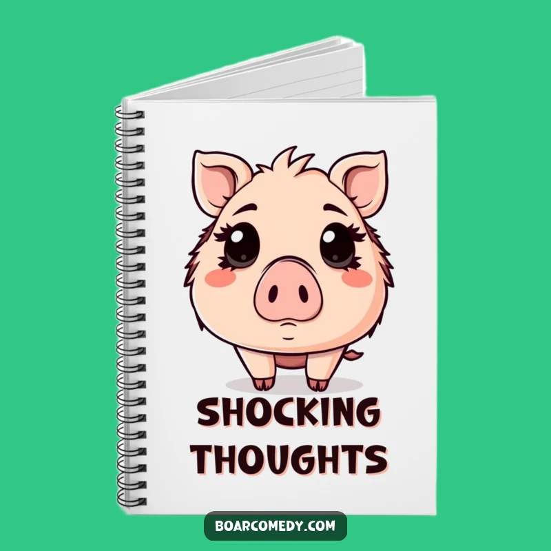 Funny Surprised Kawaii Boar Eyes Wide Notebook - Jot Down Astonishing Ideas