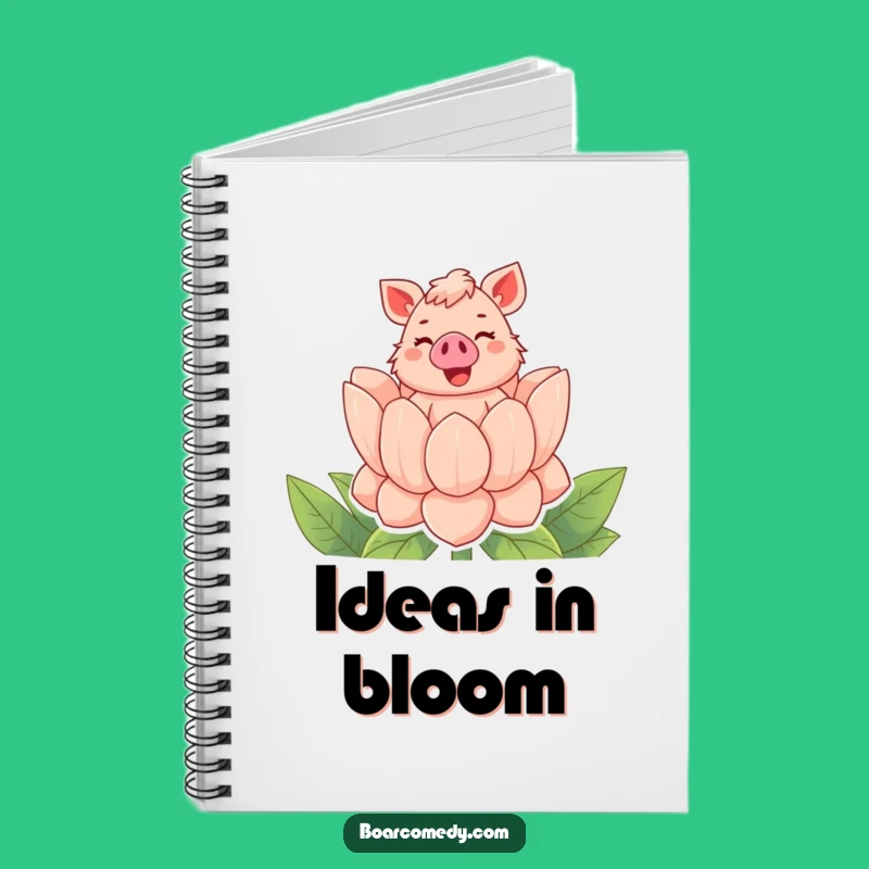 Funny Bubbly Boar Flower Notebook, Jot Down Ideas with Blooming Joy