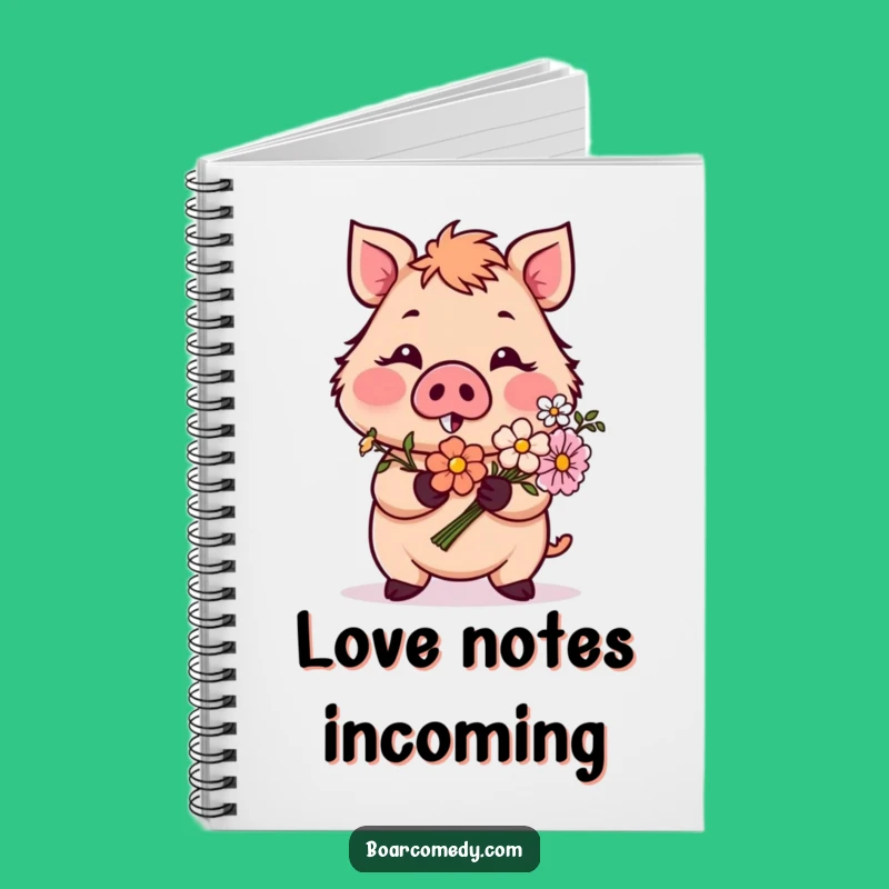Funny Blushing Boar Flower Notebook: Journaling Gift for Lovers