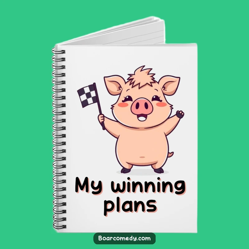 Funny Kawaii Boar Notebook - Waving Flag Journal - Perfect for Goals & Funny Gifts