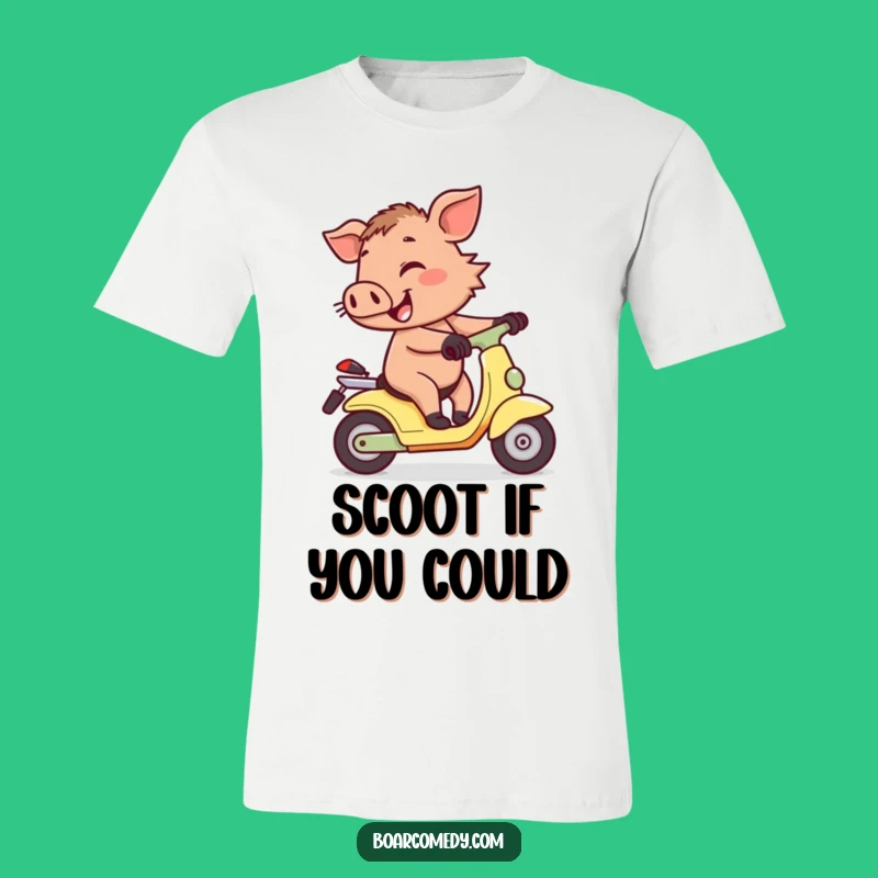 Funny Boar on Wobly Scooter T-Shirt - Comical Ride Graphic Tee