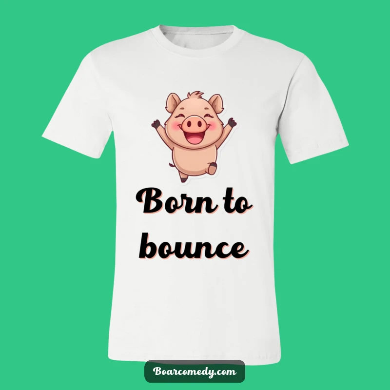 Funny Boar T-Shirt - Joyful Leaping Character, Comfy Cotton Tee, Ideal Funny Gift