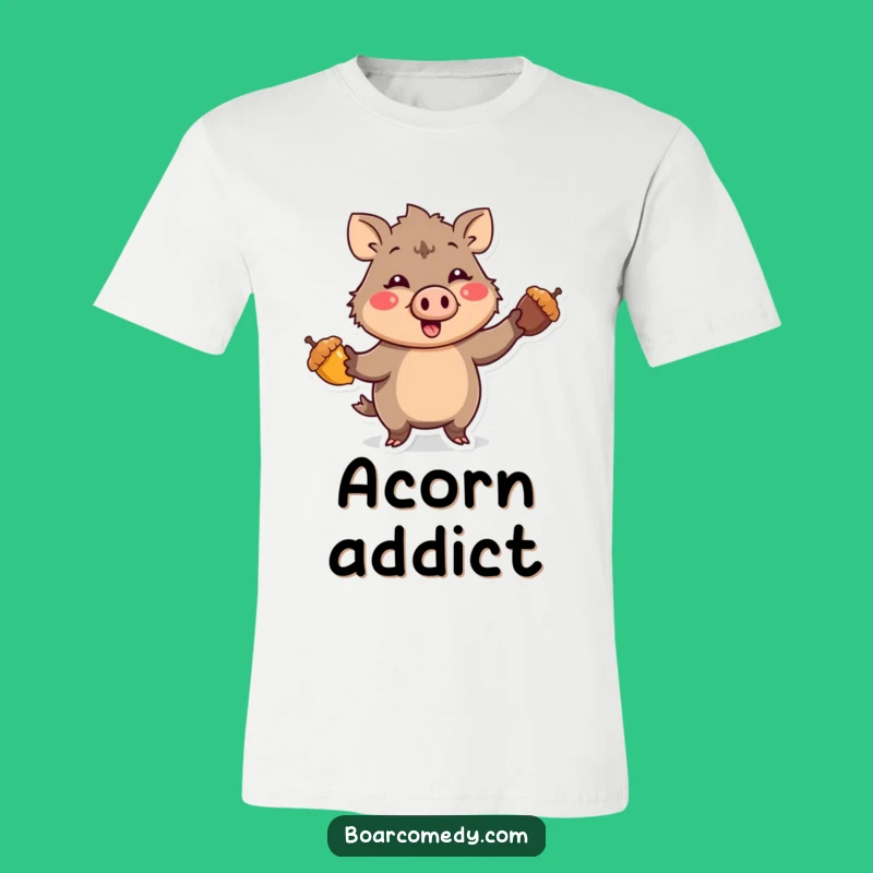 Funny Kawaii Boar Juggling Acorns T-Shirt - Comical Boar Graphic Tee