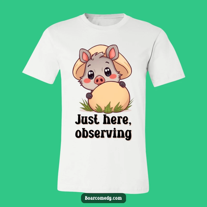 Funny Kawaii Boar Mushroom T-Shirt - Wide-Eyed Peek Tee Gift