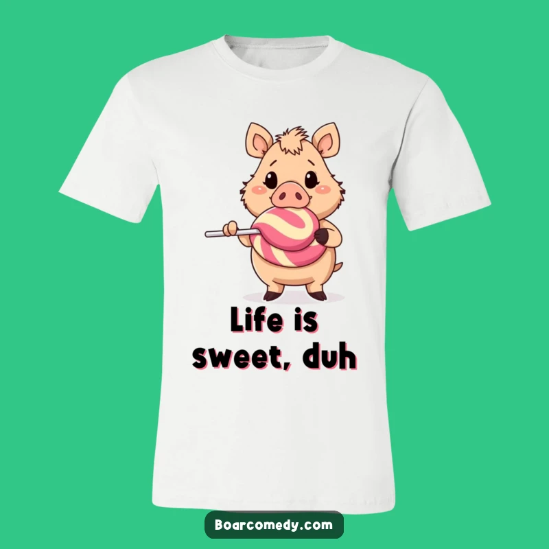 Funny Cheerful Boar Giant Lollipop T-Shirt - Playful & Bright Funny Gift