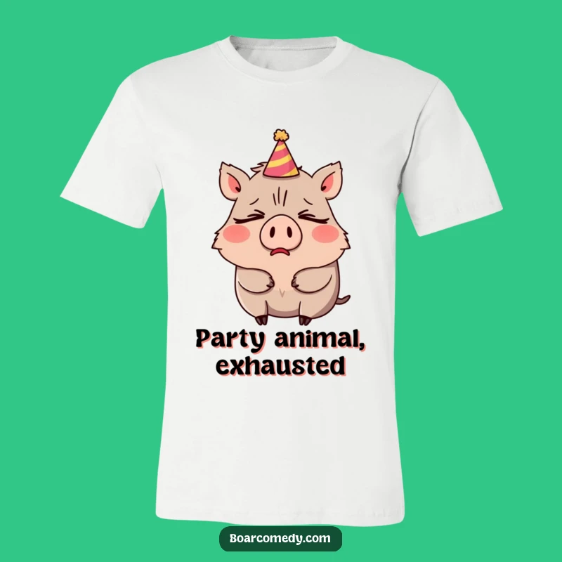 Funny Boar Party Yawn T-Shirt: Comically Tired Character Tee
