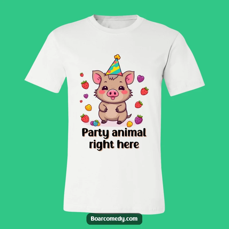 Funny Kawaii Boar Party T-Shirt - Adorable Juggling Berries Tee Gift