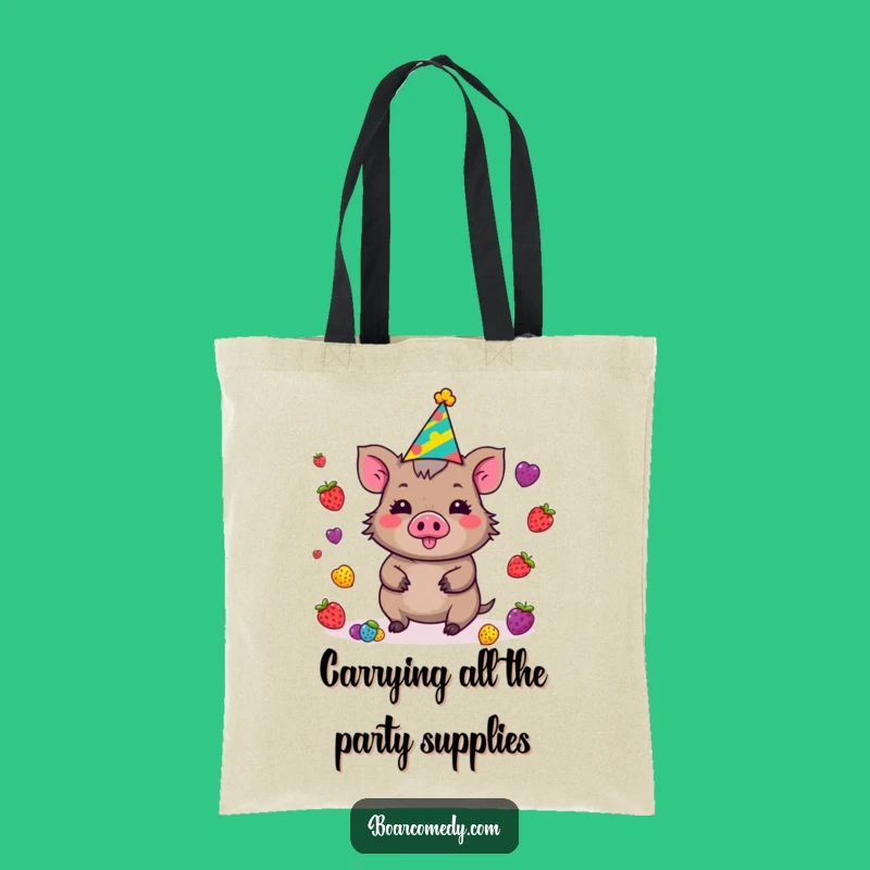 Funny Kawaii Boar Tote Bag - Stylish Juggling Berries Shopping Gift