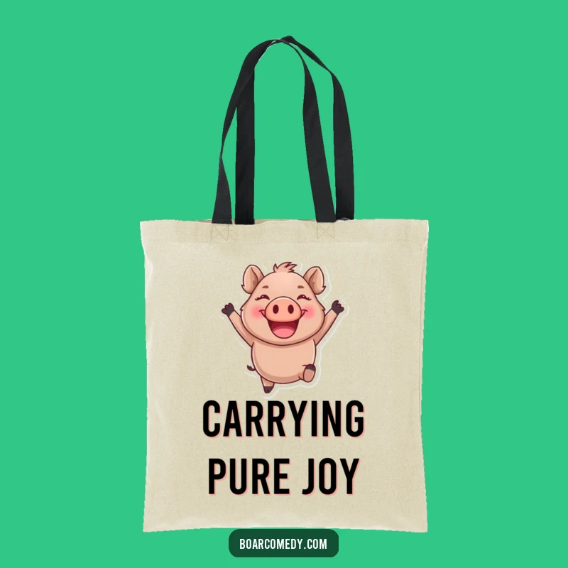 Funny Boar Tote Bag - Joyful Leaping Design, Durable Canvas, Great Funny Gift