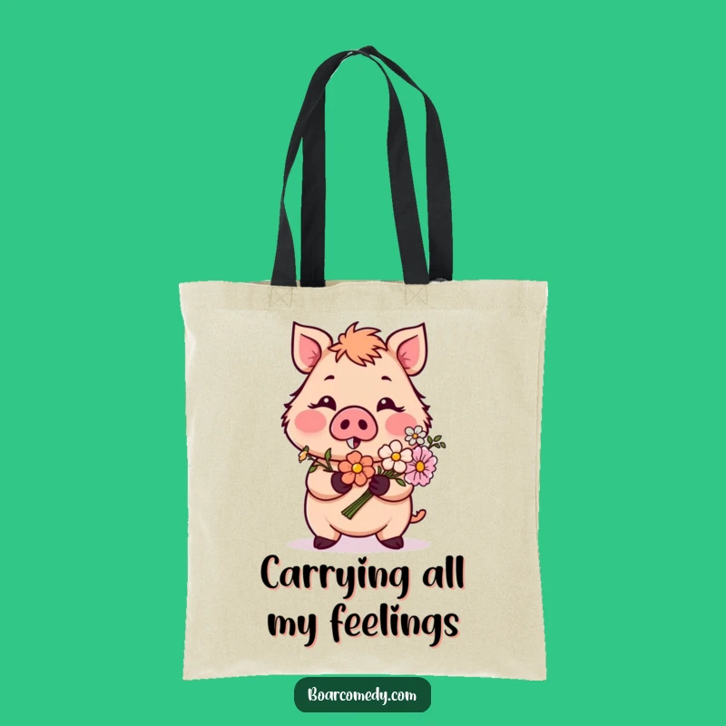Funny Blushing Boar Flower Tote Bag: Chic Romantic Carry-All Gift
