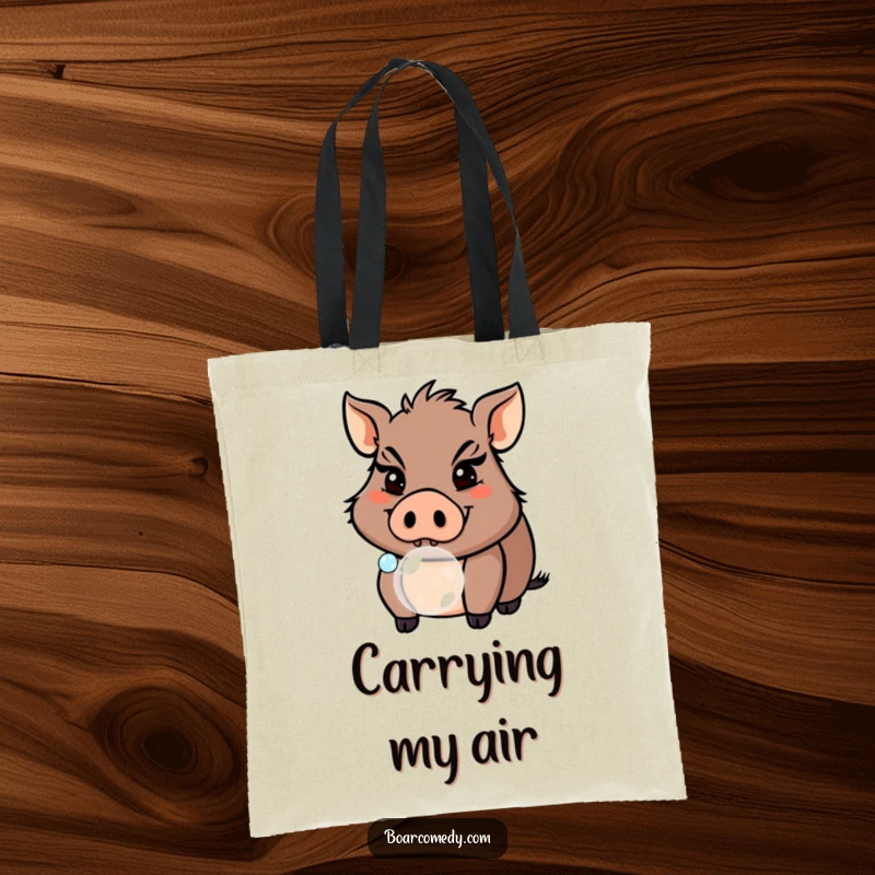 Funny Boar Blowing Bubble Tote Bag, a mischievous pig design that carries smiles and essentials. Ideal funny gift.