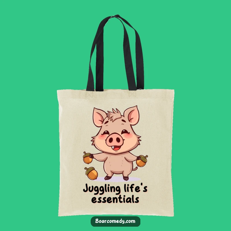 Funny Boar Juggling Acorns Tote Bag: Carry Your Fun Accessories