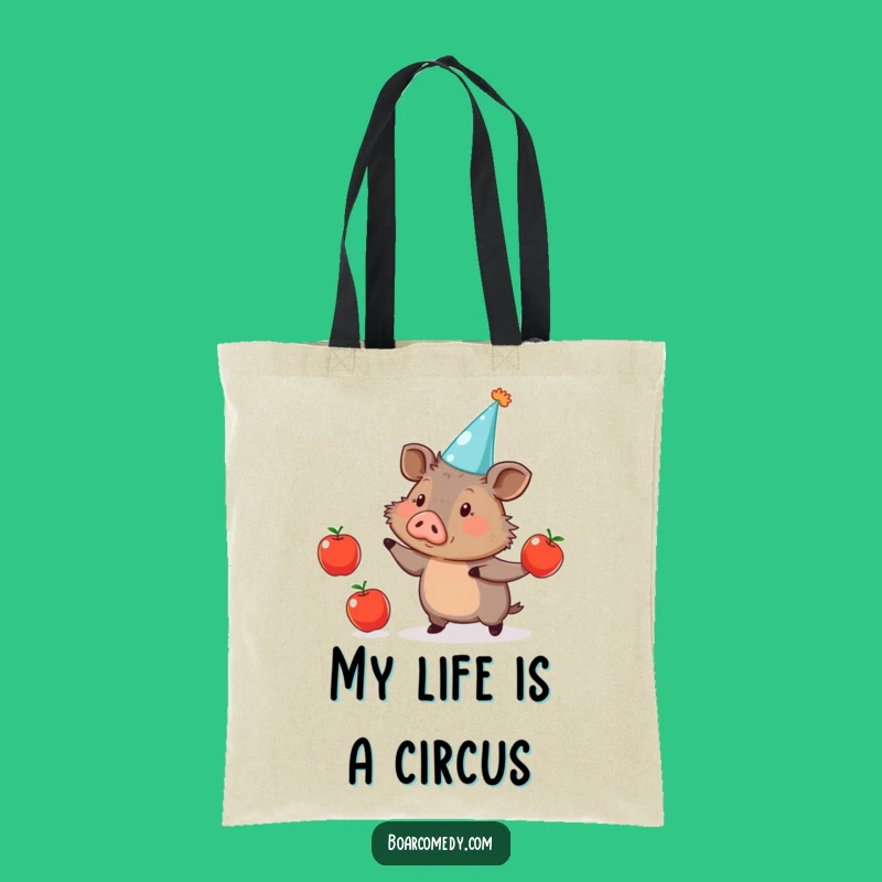 Funny Boar Juggling Apples Tote Bag: Carry Your Fun in This Hilarious Accessory
