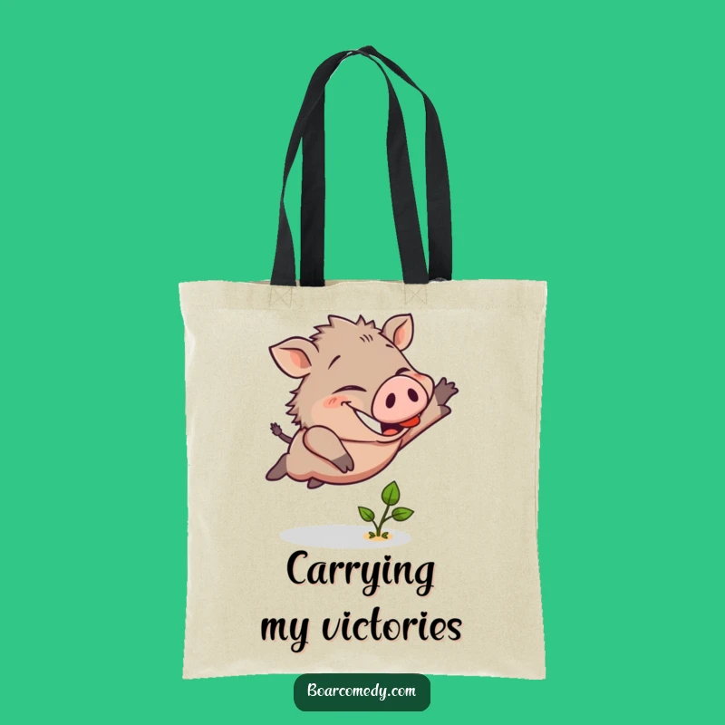 Funny Boar Leaping Sprout Tote Bag: Carry Your Dreams Hilariously