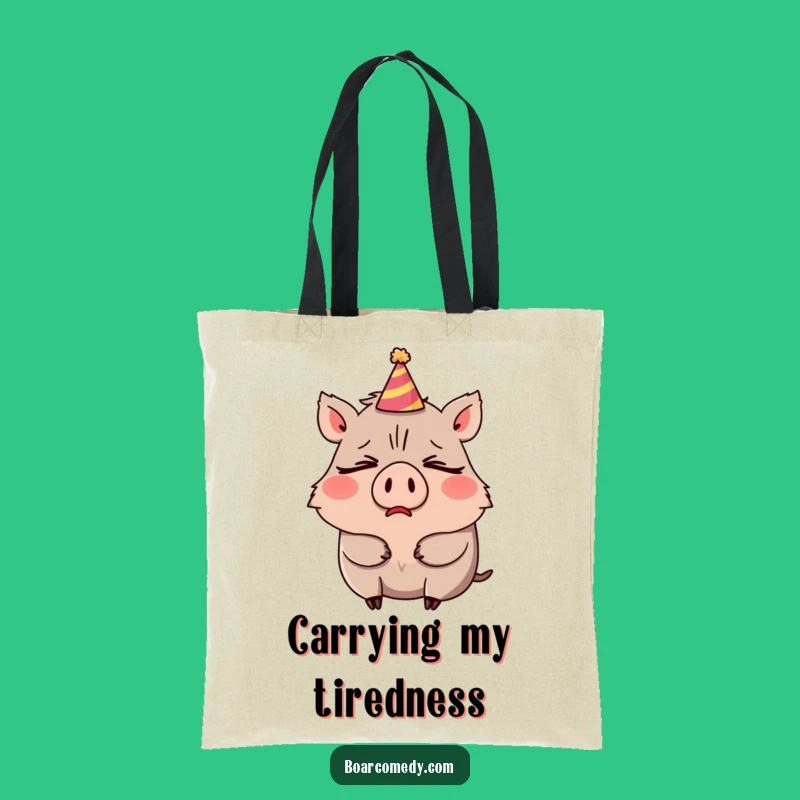 Funny Boar Party Yawn Tote Bag: Carry Your Tiredness Hilariously