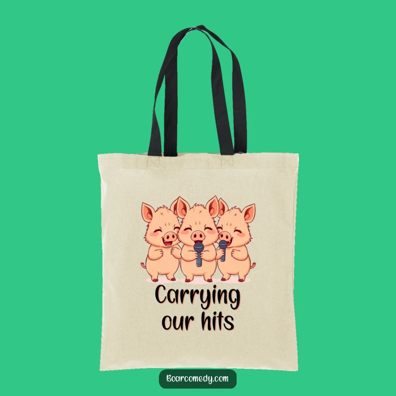 Funny Giggling Boars Microphones Tote Bag - Carry the Laughs Funny Gift