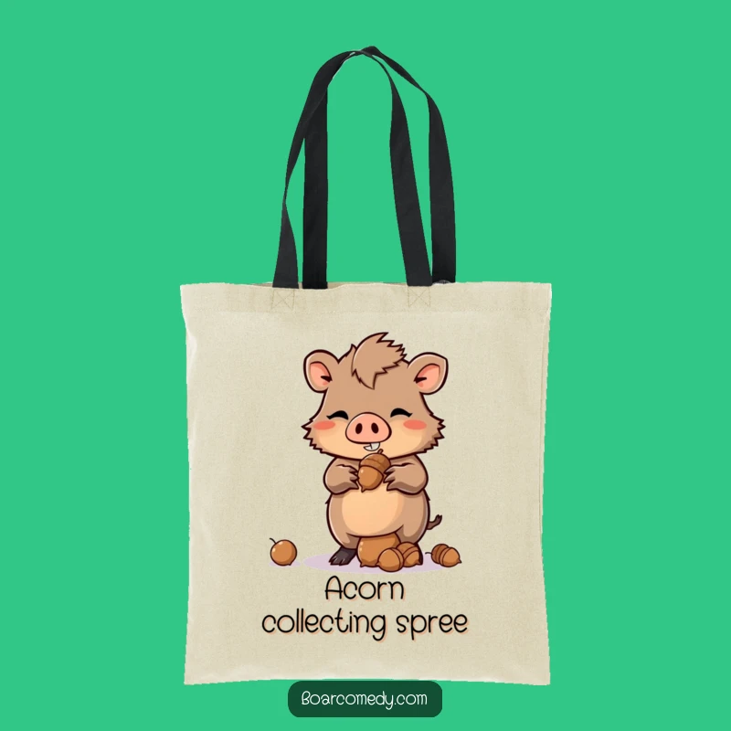 Funny Kawaii Boar Tote Bag - Acorn Balance Everyday Carry Gift