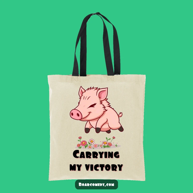 Funny Kawaii Boar Tote Bag - Flower Leaper Everyday Carry Gift