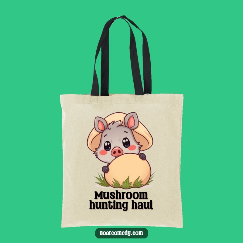Funny Kawaii Boar Tote Bag - Mushroom Peek Everyday Carry Gift