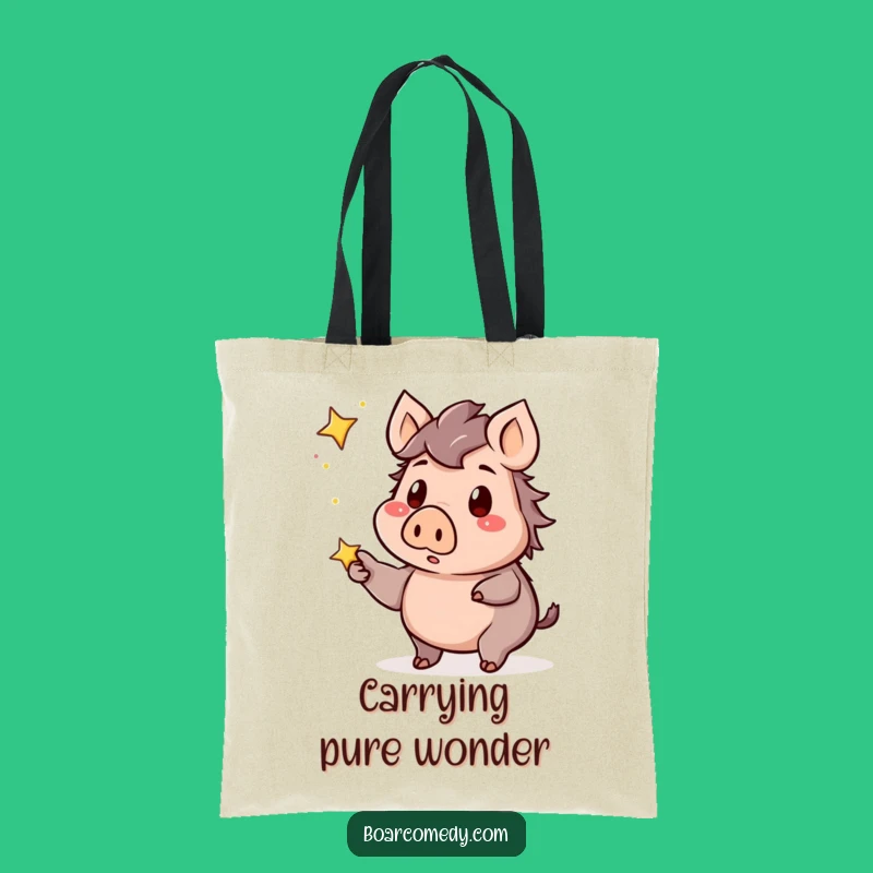 Funny Kawaii Boar Tote Bag - Starry Surprise Design - Carry Magic & Perfect Funny Gift