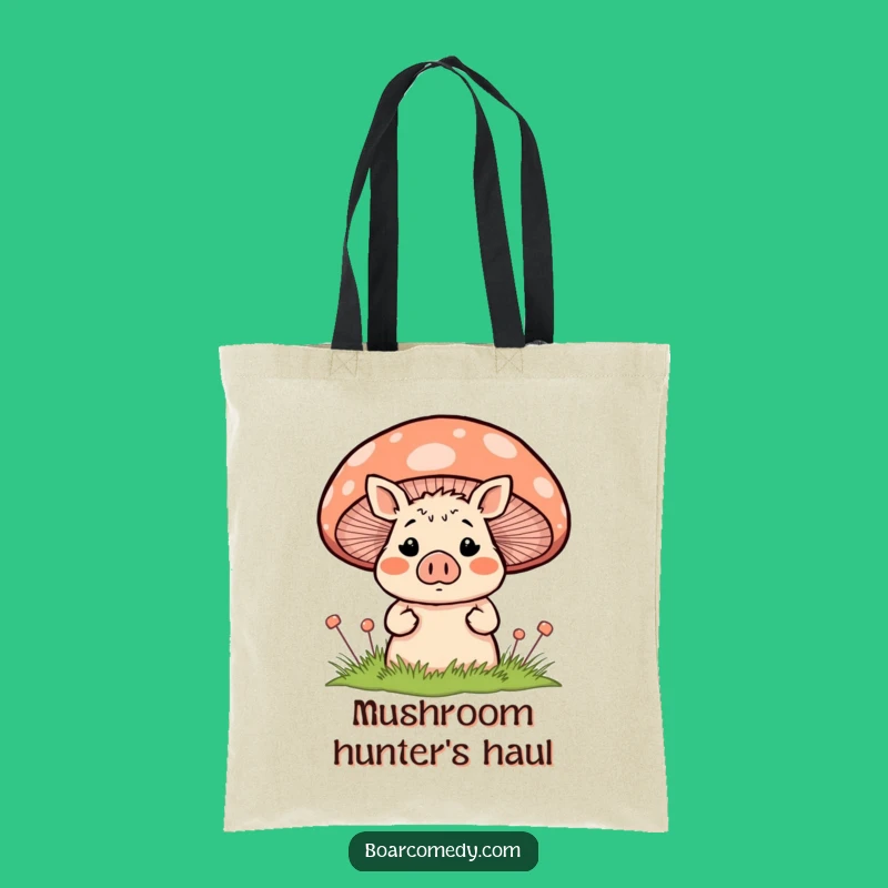 Funny Surprised Boar Behind Mushroom Tote Bag - Carry Your Secrets!