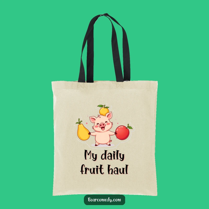 Funny Happy Boar Juggling Fruits Tote Bag - Carry the Fun Funny Gift