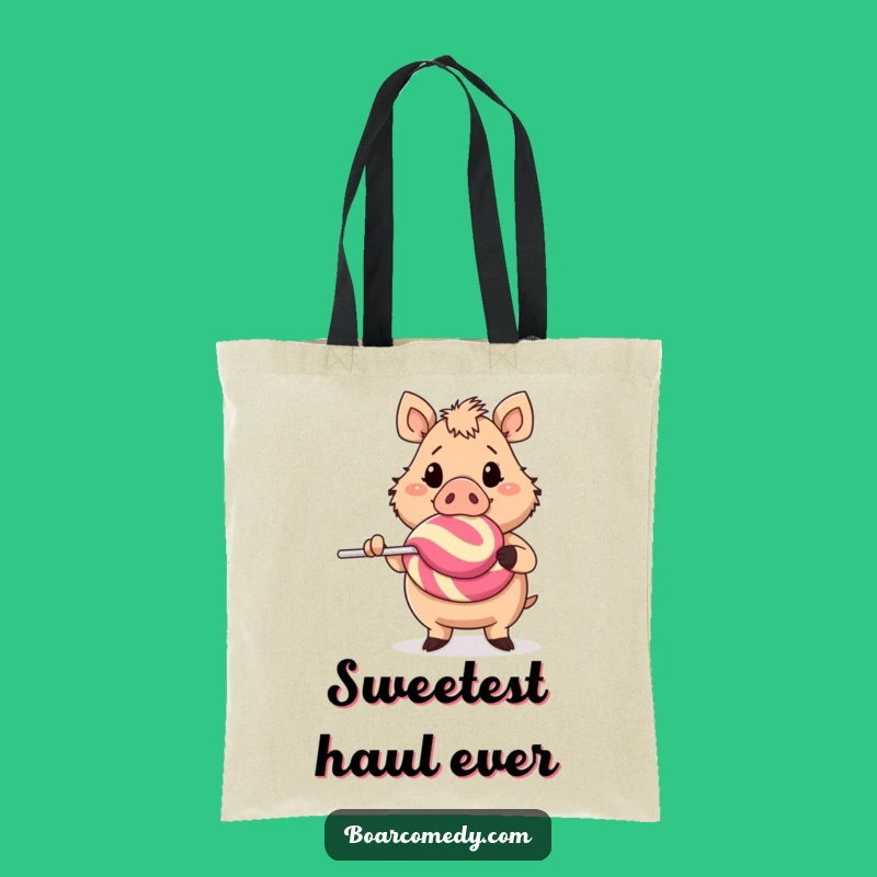 Funny Cheerful Boar Giant Lollipop Tote Bag - Carry Sweetness Funny Gift